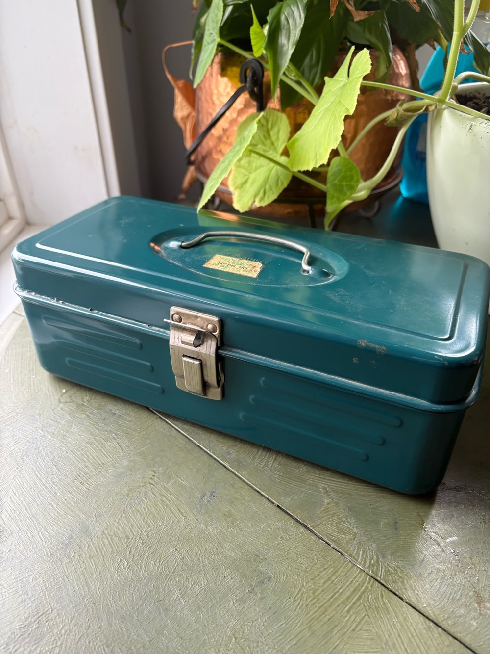 Steel Portable Storage Box in Teal - Compact Tool Organizer